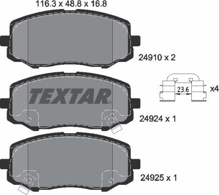 Textar 2491001 - Тормозные колодки, дисковые, комплект autosila-amz.com