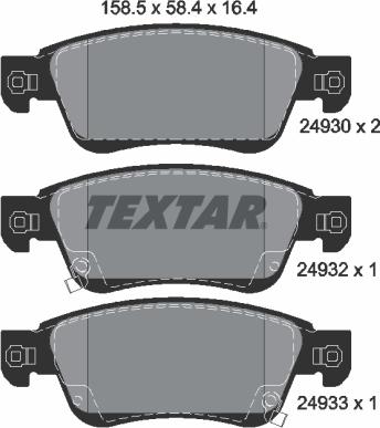 Textar 2493001 - Тормозные колодки, дисковые, комплект autosila-amz.com