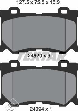 Textar 2492001 - Тормозные колодки, дисковые, комплект autosila-amz.com