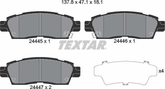 Textar 2444501 - Тормозные колодки, дисковые, комплект autosila-amz.com