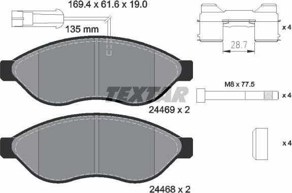 Textar 2446901 - Тормозные колодки, дисковые, комплект autosila-amz.com