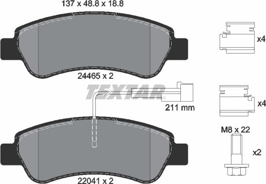 Textar 2446503 - Колодки тормозные дисковые компл. JUMPER Bus; JUMPER Kasten; JUMPER Pritsche/Fahrgestell; DUCATO Bus autosila-amz.com