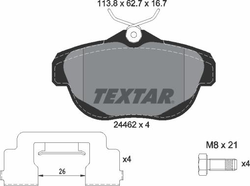 Textar 2446201 - Тормозные колодки, дисковые, комплект autosila-amz.com