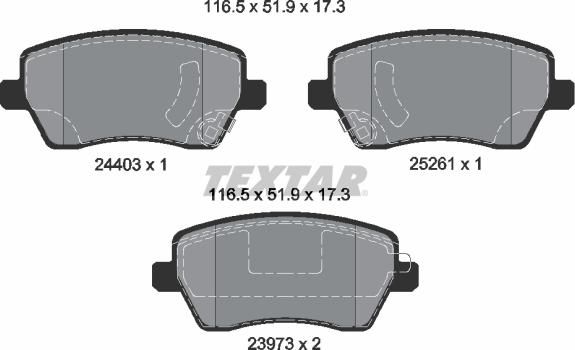 Textar 2440301 - Тормозные колодки, дисковые, комплект autosila-amz.com