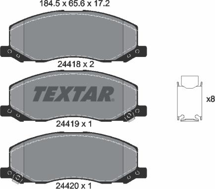 Textar 2441801 - Тормозные колодки, дисковые, комплект autosila-amz.com