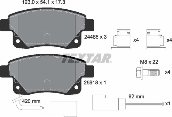 Textar 2448601 - Тормозные колодки, дисковые, комплект autosila-amz.com