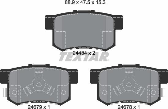 Textar 2443402 - Тормозные колодки, дисковые, комплект autosila-amz.com