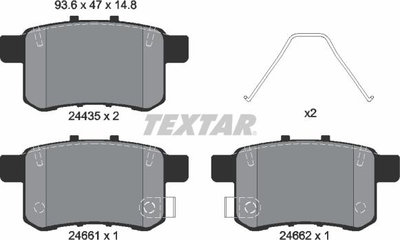 Textar 2443501 - Тормозные колодки, дисковые, комплект autosila-amz.com