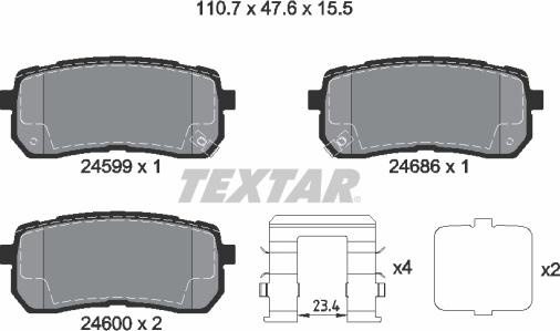 Textar 2459904 - Тормозные колодки, дисковые, комплект autosila-amz.com