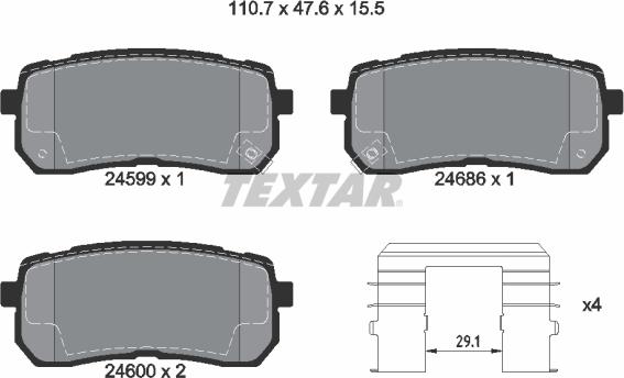 Textar 2459901 - Тормозные колодки, дисковые, комплект autosila-amz.com