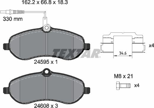 Textar 2459501 - Тормозные колодки, дисковые, комплект autosila-amz.com