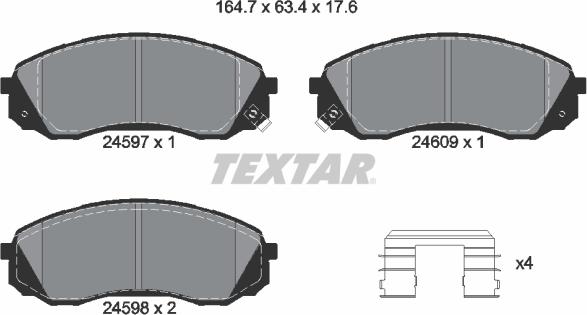 Textar 2459701 - Тормозные колодки, дисковые, комплект autosila-amz.com