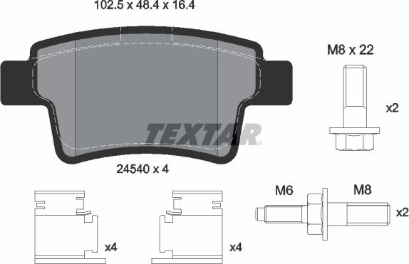 Textar 2454001 - Тормозные колодки, дисковые, комплект autosila-amz.com