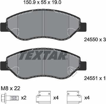 Textar 2455001 - Тормозные колодки, дисковые, комплект autosila-amz.com