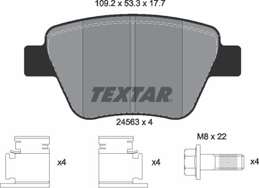 Textar 2456301 - Тормозные колодки, дисковые, комплект autosila-amz.com