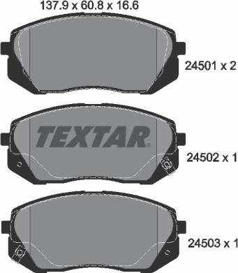 Textar 2450101 - Тормозные колодки, дисковые, комплект autosila-amz.com