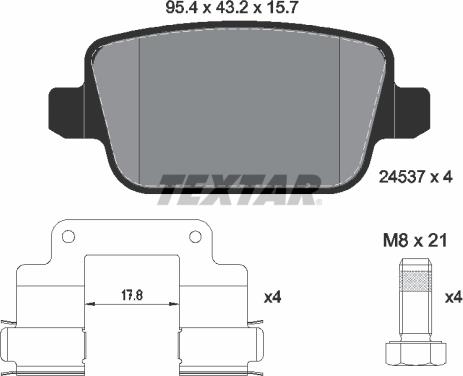 Textar 2453702 - Тормозные колодки, дисковые, комплект autosila-amz.com