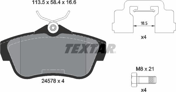 Textar 2457801 - Тормозные колодки, дисковые, комплект autosila-amz.com