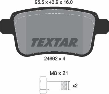 Textar 2469204 - Тормозные колодки, дисковые, комплект autosila-amz.com