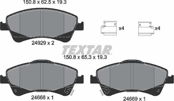 Textar 2466801 - Тормозные колодки, дисковые, комплект autosila-amz.com