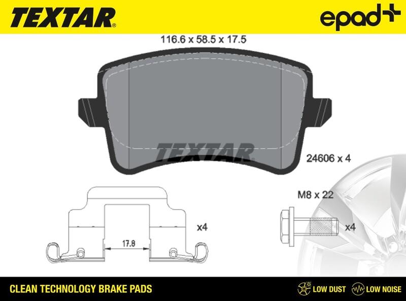 Textar 2460602CP - Тормозные колодки, дисковые, комплект autosila-amz.com