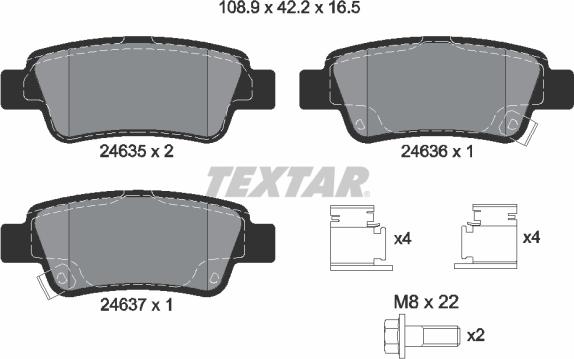 Textar 2463501 - Тормозные колодки, дисковые, комплект autosila-amz.com