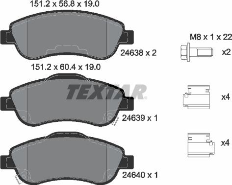 Textar 2463801 - Тормозные колодки, дисковые, комплект autosila-amz.com