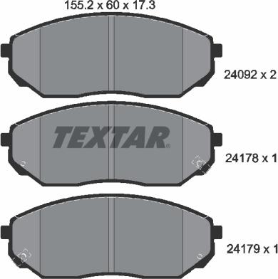 Textar 2409201 - Тормозные колодки, дисковые, комплект autosila-amz.com