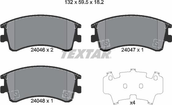 Textar 2404601 - Тормозные колодки, дисковые, комплект autosila-amz.com