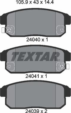 Textar 2404001 - Тормозные колодки, дисковые, комплект autosila-amz.com