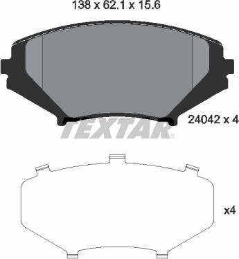 Textar 2404201 - Тормозные колодки, дисковые, комплект autosila-amz.com