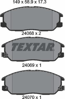 Textar 2406801 - Тормозные колодки, дисковые, комплект autosila-amz.com