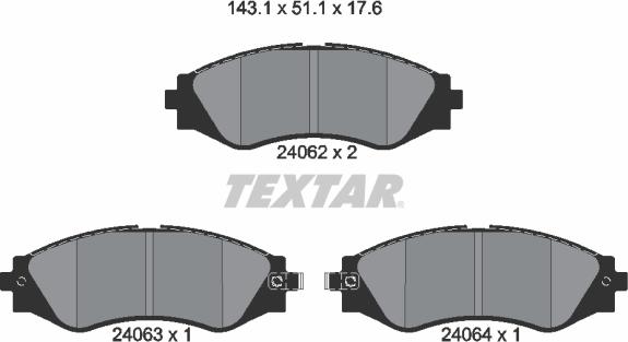 Textar 2406201 - Тормозные колодки, дисковые, комплект autosila-amz.com