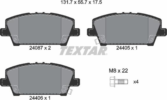 Textar 2408701 - Тормозные колодки, дисковые, комплект autosila-amz.com