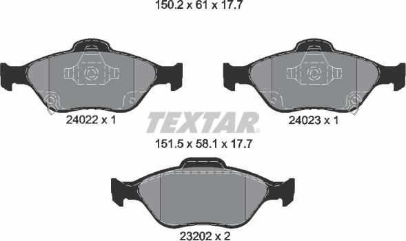 Textar 2402201 - Тормозные колодки, дисковые, комплект autosila-amz.com