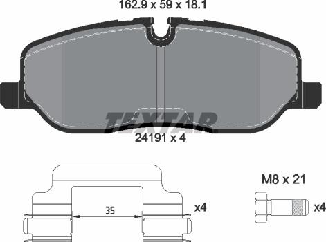 Textar 2419101 - Тормозные колодки, дисковые, комплект autosila-amz.com