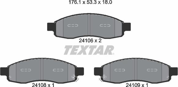 Textar 2410601 - Тормозные колодки, дисковые, комплект autosila-amz.com