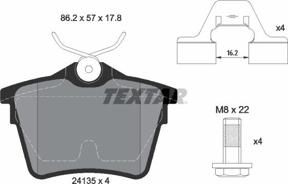 Textar 2413501 - Тормозные колодки, дисковые, комплект autosila-amz.com