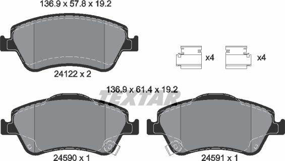 Textar 2412201 - Тормозные колодки, дисковые, комплект autosila-amz.com