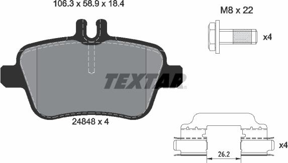 Textar 2484805 - Тормозные колодки, дисковые, комплект autosila-amz.com