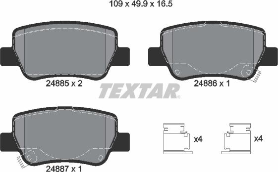 Textar 2488501 - Тормозные колодки, дисковые, комплект autosila-amz.com