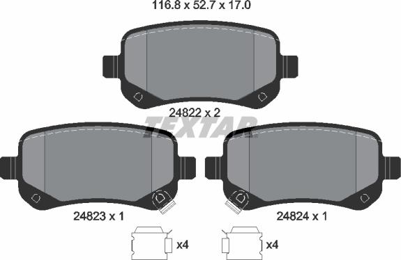 Textar 2482201 - Тормозные колодки, дисковые, комплект autosila-amz.com