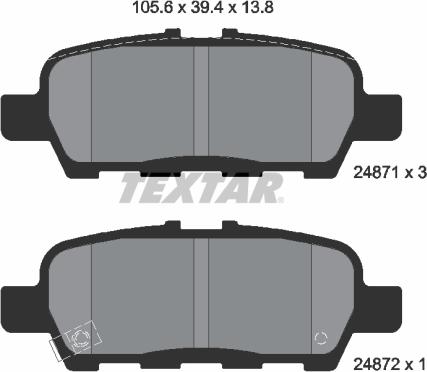 Textar 2487101 - Тормозные колодки, дисковые, комплект autosila-amz.com