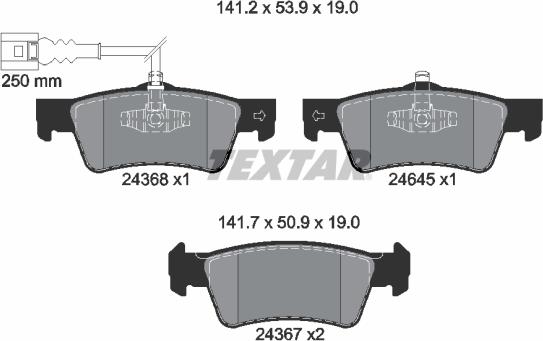 Textar 2436801 - Тормозные колодки, дисковые, комплект autosila-amz.com