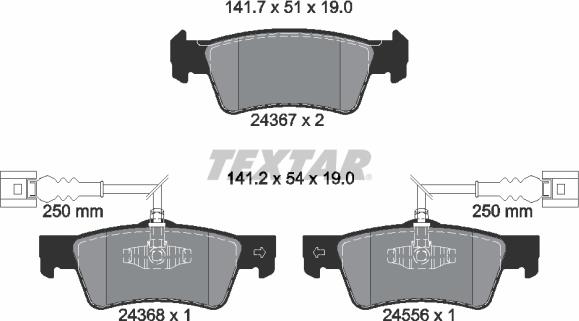 Textar 2436701 - Тормозные колодки, дисковые, комплект autosila-amz.com