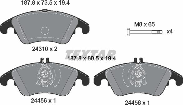 Textar 2431001 - Тормозные колодки, дисковые, комплект autosila-amz.com