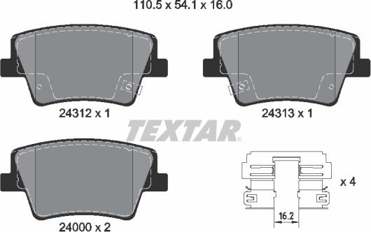 Textar 2431201 - Тормозные колодки, дисковые, комплект autosila-amz.com