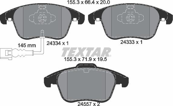 Textar 2433401 - Тормозные колодки, дисковые, комплект autosila-amz.com