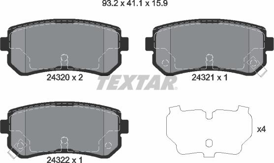 Textar 2432001 - Тормозные колодки, дисковые, комплект autosila-amz.com