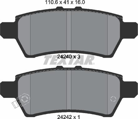 Textar 2424001 - Тормозные колодки, дисковые, комплект autosila-amz.com